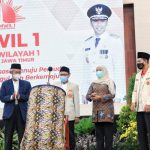 Gubernur Khofifah saat menghadiri pembukaan Rapimwil I Pemuda Muhammadiyah di Surabaya Sabtu (29/5/2021)