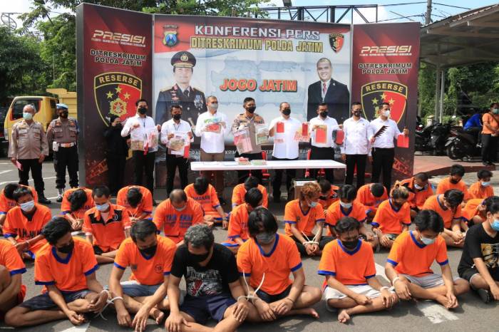 Ditreskrimum Polda Jatim Bersama Polres Jajaran, Meringkus 67 Premanisme Yang Biasa Beraksi di Wilayah Jatim