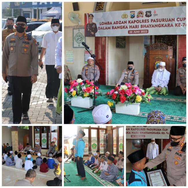 Menyambut Hari Bhayangkara Ke-76, Polres Pasuruan Gelar Lomba Adzan untuk Anak-Anak