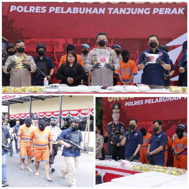 Polres Tanjung Perak Gagalkan Peredaran Narkoba, 3 Tersangka dan 36.27 Kg Sabu Berhasil Diamankan