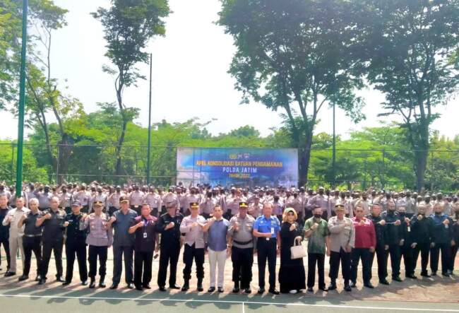 Jelang Nataru Ditbinmas Polda Jatim Gelar Apel Kosolidasi Satpam