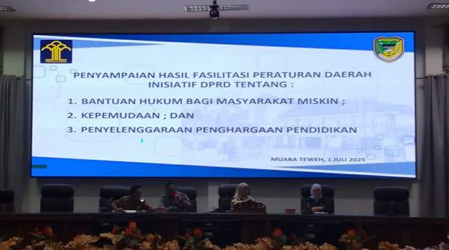 DPRD Barito Utara Laksanakan Rapat Penyampaian Hasil Fasilitasi 3 (Tiga) Raperda Inisiatif