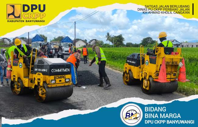 Jalan Canga’an Diperbaiki, Pemkab Banyuwangi Kerahkan Satgas Jalan Berlubang, Ratusan Titik Jalan Diperbaiki Pastikan Mudik Lebaran Aman dan Lancar.
