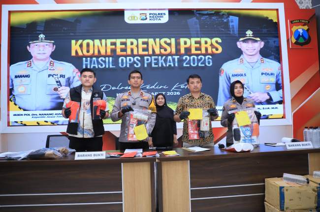 OPS Pekat Semeru 2026, Polres Kediri Kota Ungkap Kasus Narkoba Hingga Perjudian