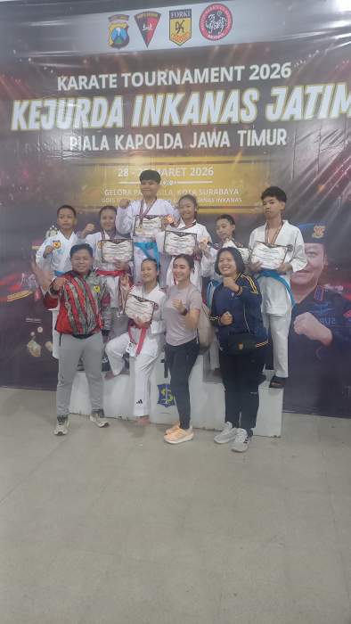 Kontingen Inkanas Polres Pasuruan Borong 6 Medali di Kejuaraan Karate Kapolda Jatim Cup 2026