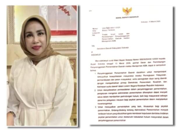 Guna Perkuat Integritas Pemerintahan, Wabup Sidoarjo Surati Sekda Tegaskan Larangan Penyalahgunaan Wewenang ASN