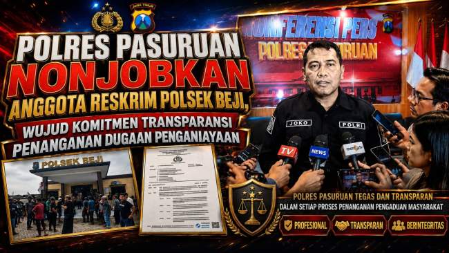 Polres Pasuruan Nonjobkan Anggota Reskrim Polsek Beji, Wujud Komitmen Transparansi Penanganan Dugaan Penganiayaan