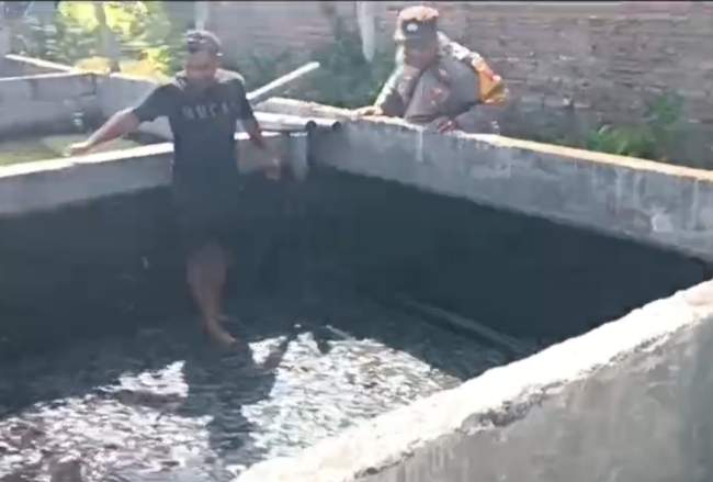 Pantau Budidaya Lele di Genengwaru, Bhabinkamtibmas Pastikan Pertumbuhan Ikan Berjalan Baik